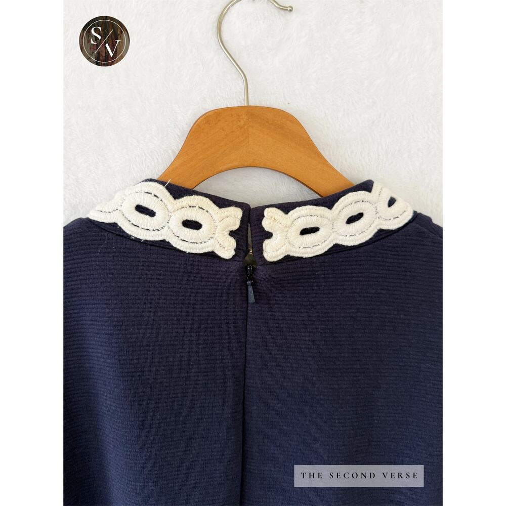 Lilly Pulitzer Calista Navy Dress With White Lace Accent Size Large - Picture 7 of 11